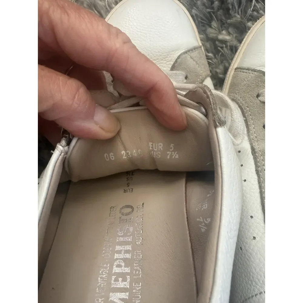Mephisto Nikita Fashion Sneakers Zipper Sz 7.5 Women White Green Leather EUC